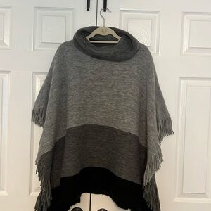 Grey and black pullover cowl neck poncho. Lg/Xl